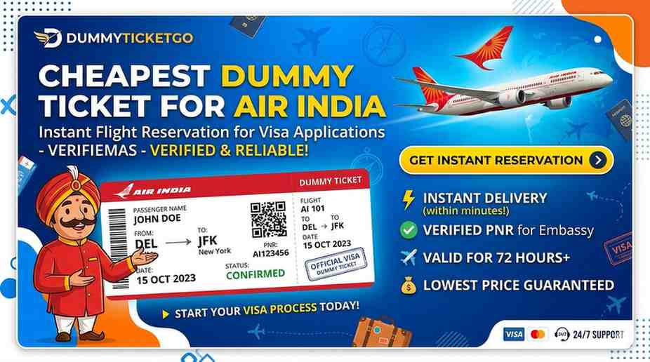 Cheapest Dummy Ticket for Air India – Instant Flight Reservation for Visa